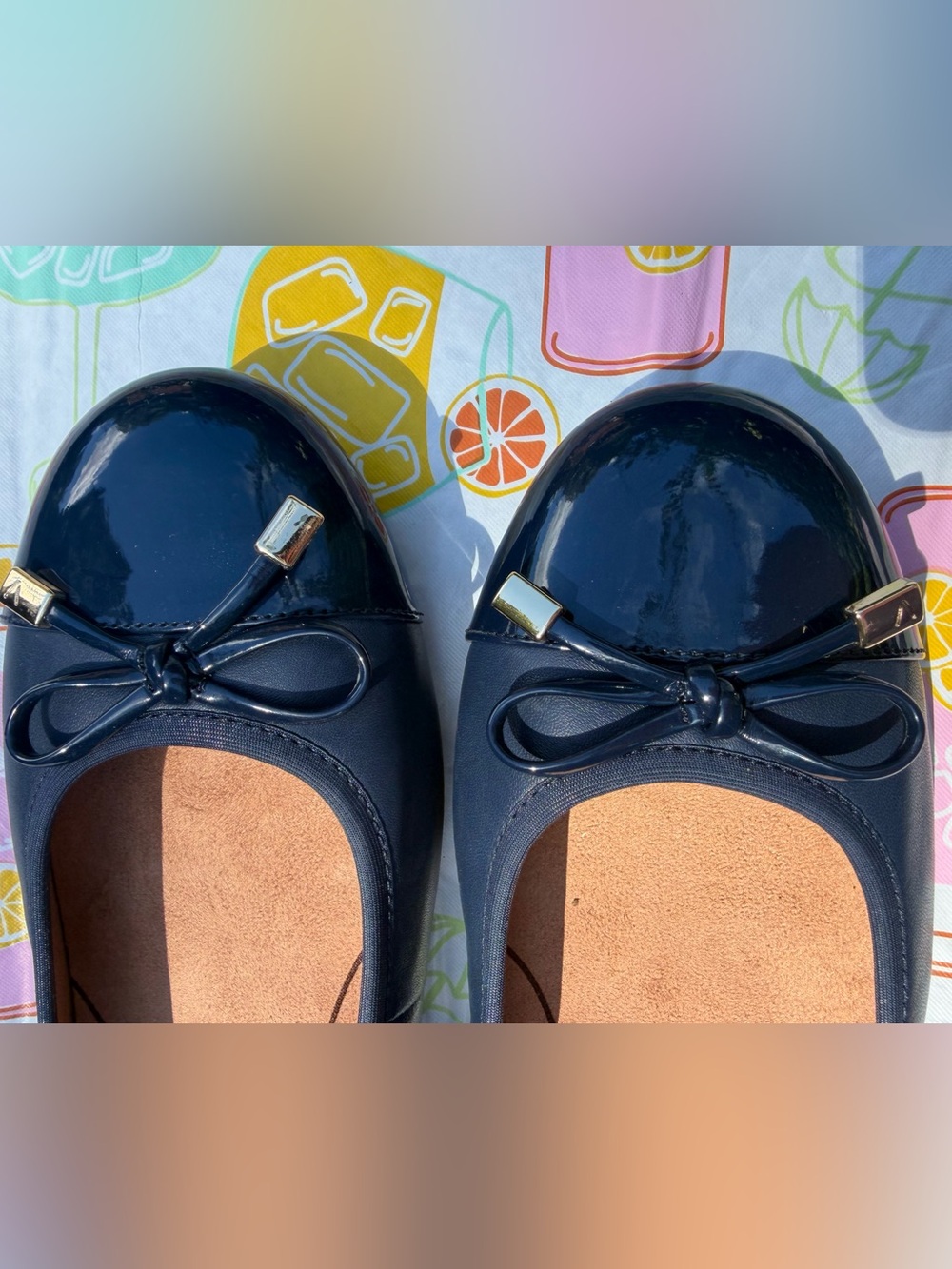 VIONIC Minna Navy Blue Leather Patent Cap Toe Comfort Ballet Flats- Size 10 - Picture 2 of 10
